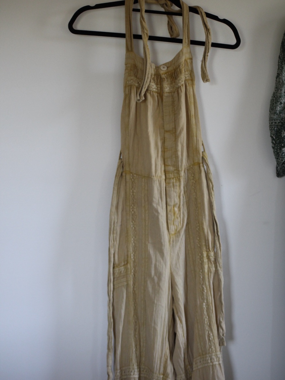 Free People Boho Cream Wide-Leg Jumpsuit 100% cotton
